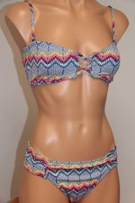 NWT Roxy Swimsuit 2pc Bikini Set Sz S PMK6 Bandeau Basegirl Pant