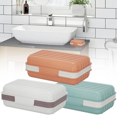 Portable Soap Dish Box Lid Travel Sealed Container Shower Bathroom Case Holder
