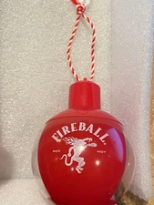 1 Fireball Whisky Ball 4" Red Empty Ornament w/Screw On Top *Pre-Owned* zz1