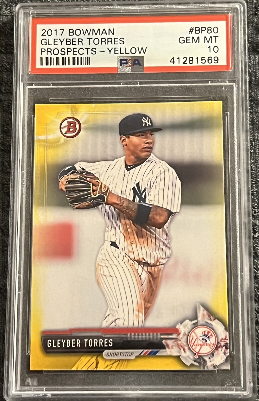 2017 Bowman Prospects Gleyber Torres # BP80 Yellow, PSA 10