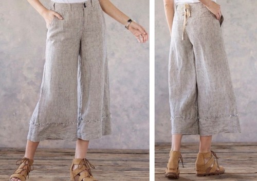 $168 SUNDANCE Olive Green Wide-Leg Crop Pants Feminine Lace-Up Detail Sz 2P 2 P - Picture 7 of 14