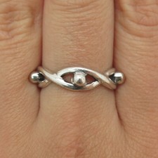 925 Sterling Silver Vintage Beaded Infinity Band Ring Size 9