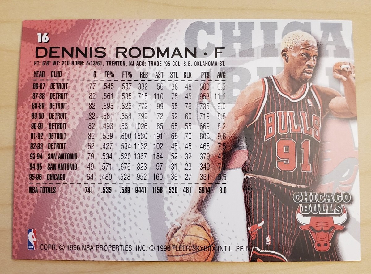 1996-97 Fleer Dennis Rodman #16 Basketball Card - Chicago Bulls | eBay
