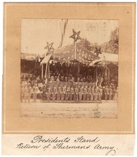 RARE 1865 Albumen Photograph of Andrew Johnson & Ulysses S Grant at Grand Review