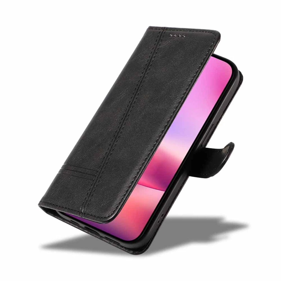 For iPhone 16 Pro 15 14 13 12 11 XR SE 7 8 Flip Wallet Leather Phone Case Cover - Image 4 of 4