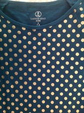 Girls NWOT Lands End Long Sleeve Fit N Flare Dress Teal With Shimmery Dots