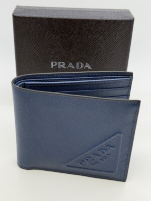 Original Prada Herren Geldbörse Portemonnaie Wallet Saffiano Leder I blau I NEU