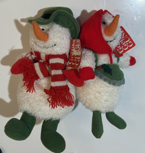 Vintage Christmas Snowman Whitey & Mrs Whitey By Gund With Tags - Picture 3 of 8