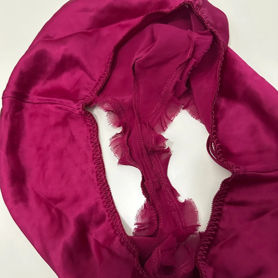 Pantalones Cortos para Dormir Victoria's Secret Seda Lencería M Rosa Baya Dobladillo Crudo Volantes Deshilachados Foto 3 de 4