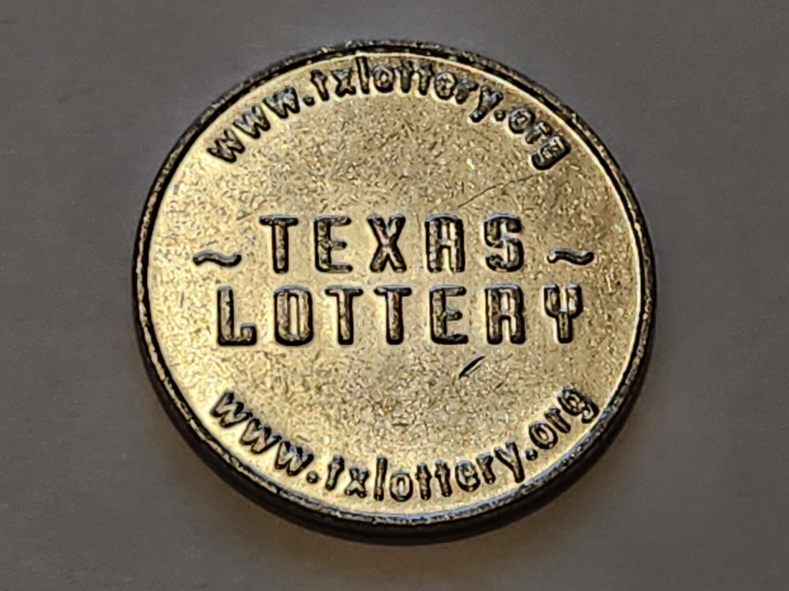 Texas Lottery Ticket Scratcher Large Aluminum Token Play Responsibly