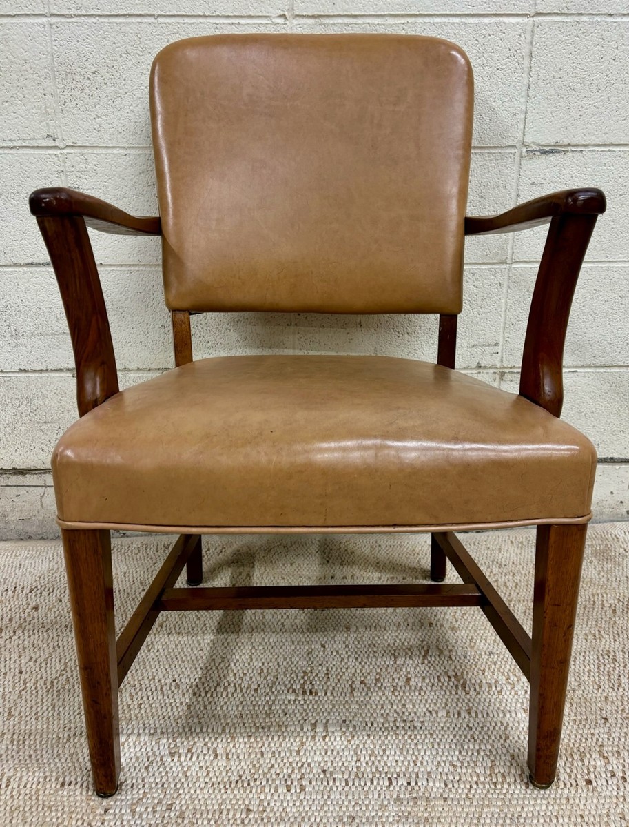Vintage Jasper Chair Co Art Deco Style Leather and Walnut