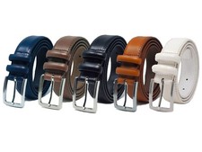 Mens Ashford Ridge Leather Belt Black Brown Tan Navy White Double Loop 28" - 48"