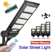 LED Solar Sensor Street Light Waterproof Remote Outdoor 150W-600W Floodlight