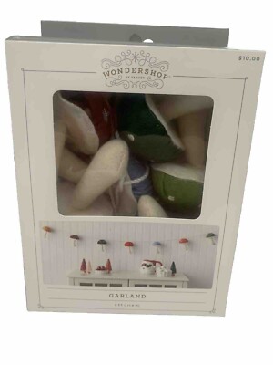 Wondershop 6  Colorful Felt Mushroom Decorative Wall Garland Spring  Whimsical