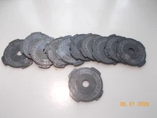 Quantity of 11 Webster Corporation Chicago 45 RPM Adapters, unknown metal