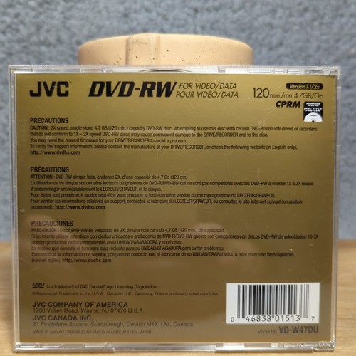 JVC DVD-R DVD-RW Blank Media 4.7 GB 120 Minutes - Afbeelding 2 van 4