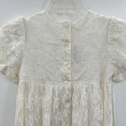 VTG Jessica McClintock Girls Lace Beaded Dress 6X Ivory White Dainty Flower Girl - Picture 8 of 13