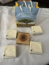 L’OCCITANE BAR SOAPS, LOT OF 5, WITH GIFT BAG, NEW
