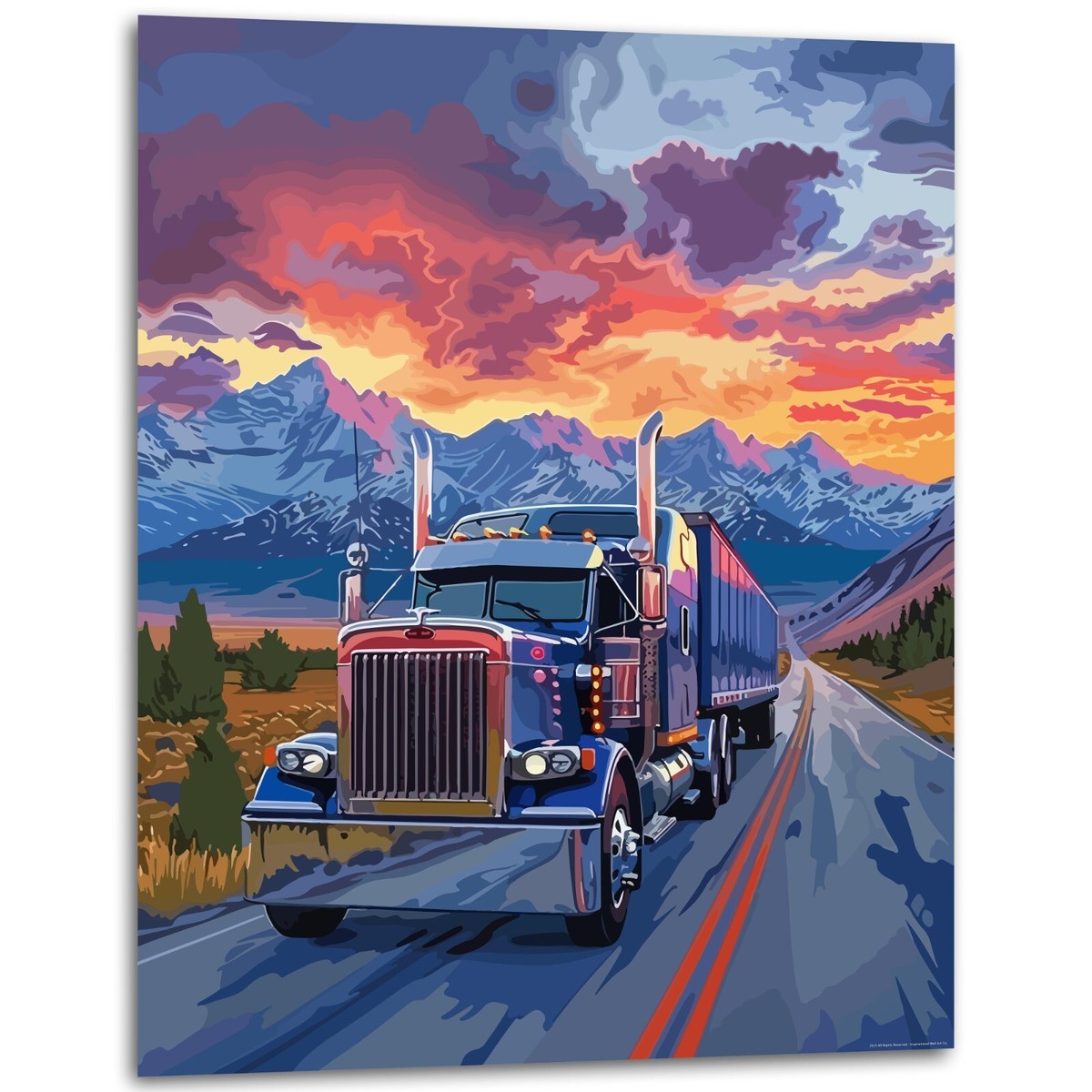 Semi Truck Wall Art Decor Trucking Office Trucker Poster 11x14