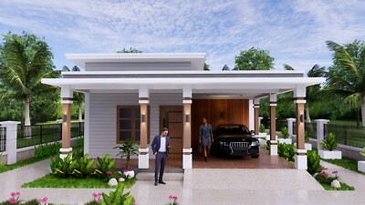 27x56 Feet House Design Plan 8x17 Meter 3 Beds 2 Baths Shed PDF (A4 Hard Copy)