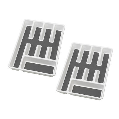 WENKO 2er Set Besteckkasten Weiß 5 Fächer Anti-Rutsch Schubladen Organizer