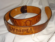 VTG OLYMPIA BEER Leather Tooled Embossed Belt Rare