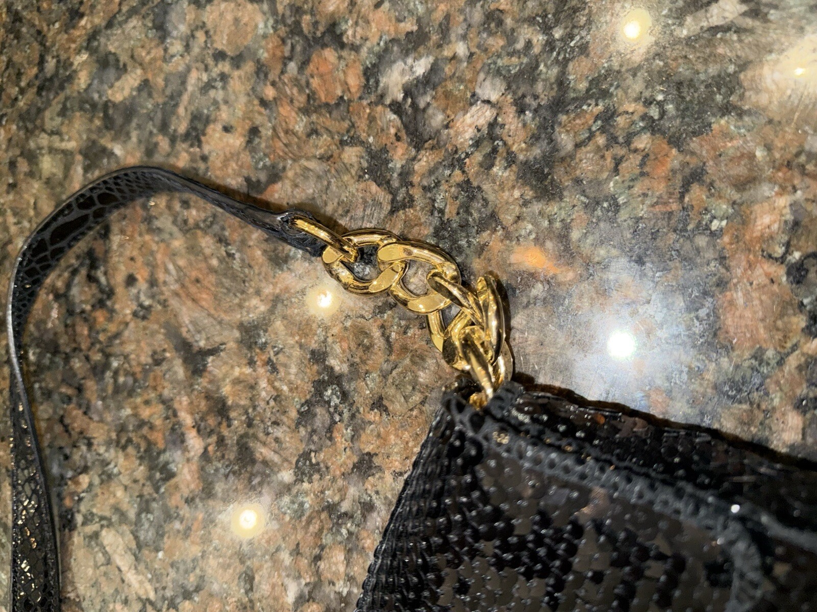 Michael Kors Black Purse Python Embossed and Sequ… - image 5