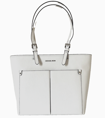 New Michael Kors Jet Set Travel Medium Double Pocket Tote Optic
