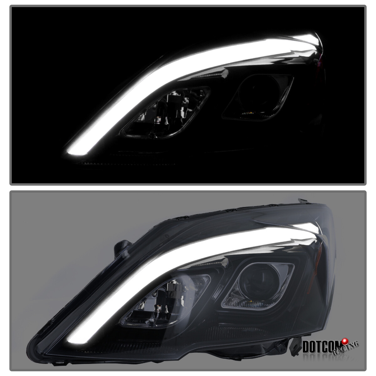 2008-2009 Pontiac G8 LED Bar Projector Headlights  Glossy Black Housing Smoked Lens