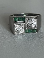 Anneau Promesse Or Blanc 18kt Avec émeraude Et Diamants - Taille 16/56, Neuf Avec étiquettes