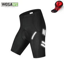 WOSAWE Men's Cycling Shorts Bicycle Padded MTB Mountain Bike Pants Riding Black
