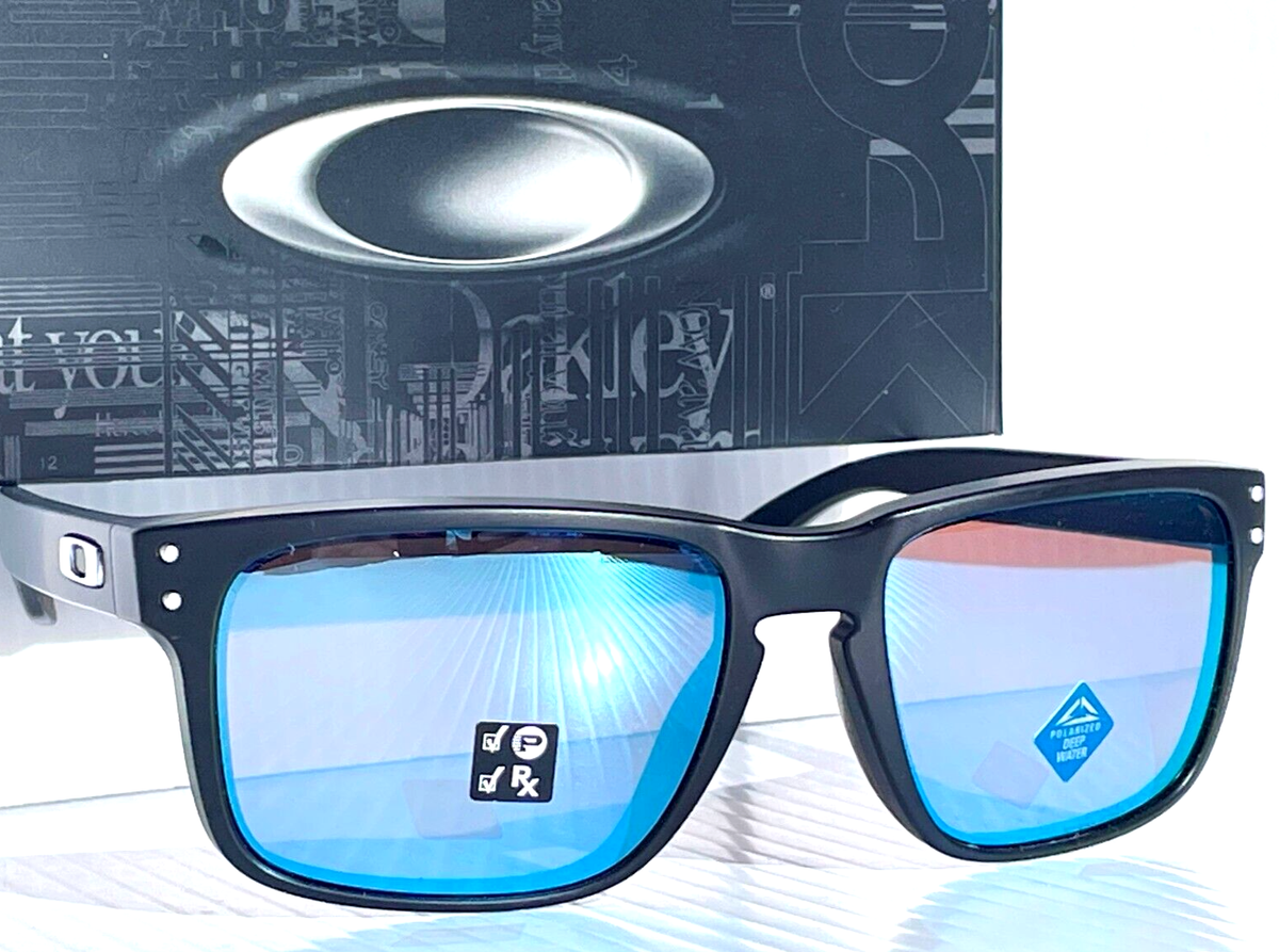 NEW Oakley HOLBROOK Matte Black POLARIZED Deep Water Blue Lens