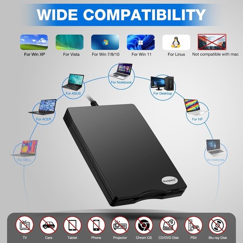 Plug and Play 3.5 Inch USB Floppy Reader, External Drive for Windows Access - Photo 8/10