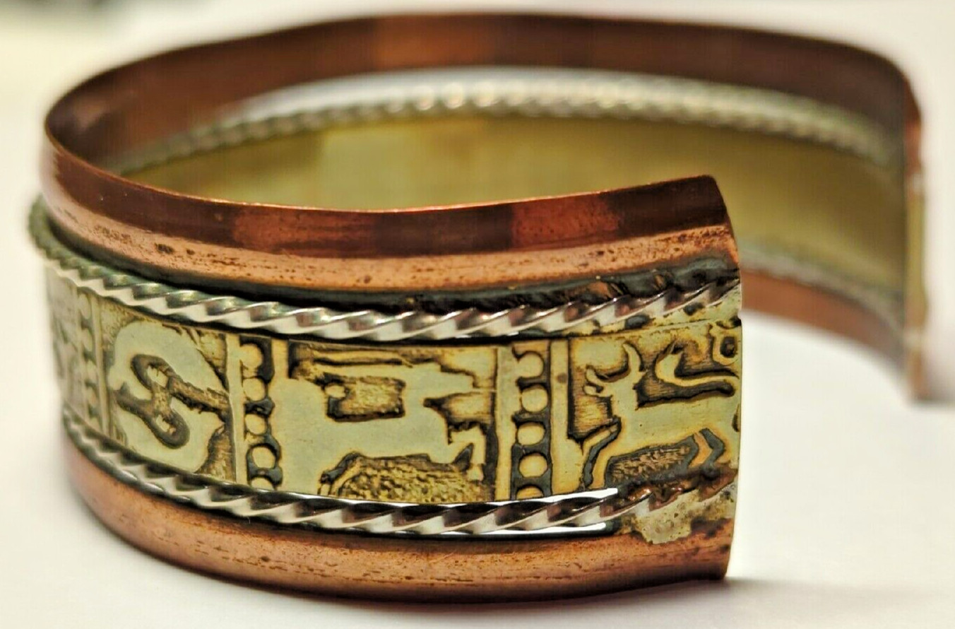 Copper Brass CUFF Adjustable Bangle Bracelet Tiba… - image 5