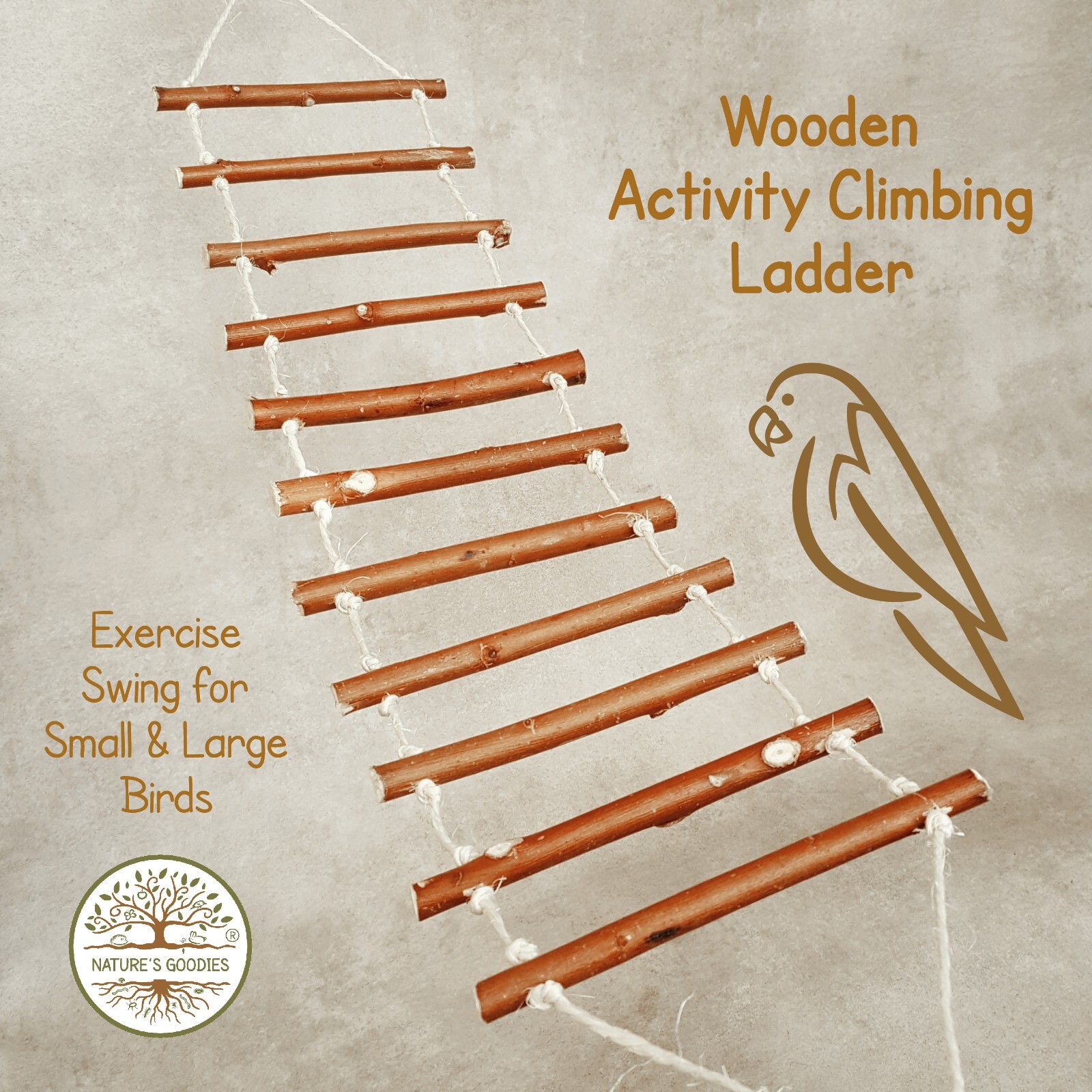 Natural Wooden Activity Suspension Swing Hammock Climbing Toy Parrots Cockatoos