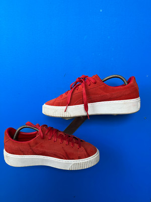 Puma Suede Platform Orange Leather Womens Lace Up Trainers 362223 03 WMNS) PUMA Suede Platfrom Animal Orange/Pink 367814-03 main image 4