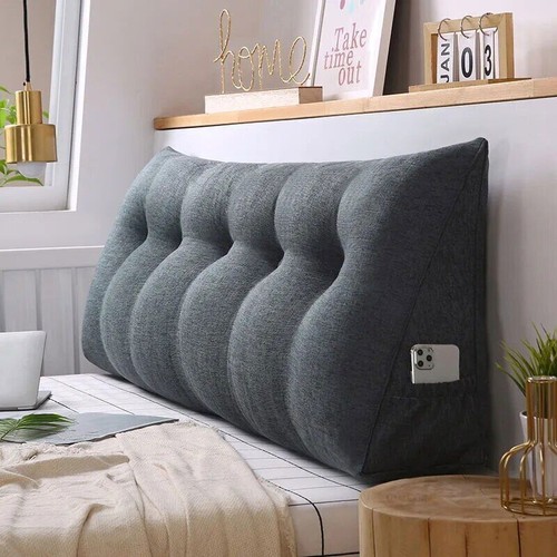 Cotton Linen Bed Cushion Sofa Headrest Hotel Backrest Pillow Removable Headboard - Picture 28 of 30