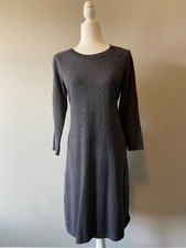 Talbots Dark Gray Long Sleeve with Accent Buttons Sweater Dress Size L