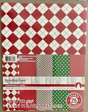 Recollections " HOLIDAY BASICS " CHRISTMAS Cardstock Paper 8.5" x 11" 25 sheets