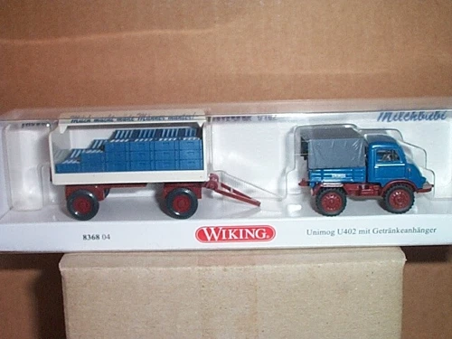 1/87 Wiking Unimog U402 mit Getränkeanhänger Milchbubi - NEU !!!