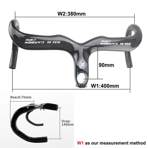 380-440mm Carbon Fiber Road Bike Integrated Handlebar 1-1/8" Internal Routing - Picture 7 of 48