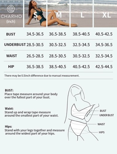 Charmo Tummy Control One Piece Swimsuits for Women Ruched Bathing Suits Medium - Picture 5 of 5