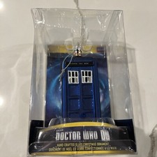 Doctor Who BBC Kurt S Adler Tardis Glass Christmas Ornament NIB Gift Ready