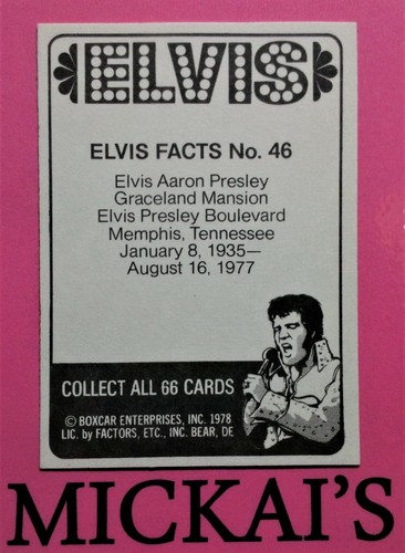 1978 ELVIS PRESLEY TRADING CARD #46 - DONRUSS SERIES - THE KING OF ROCK & ROLL - Picture 2 of 2