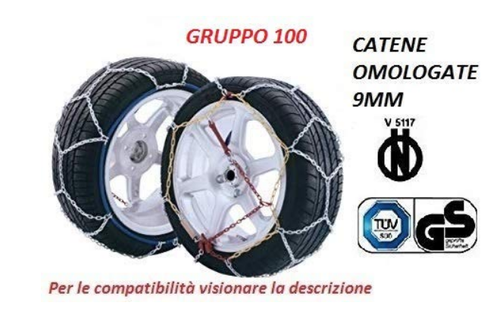 Catene da neve 205 45 17 GRUPPO 80 9mm Pneumatici 205 45 R17 - Omologate