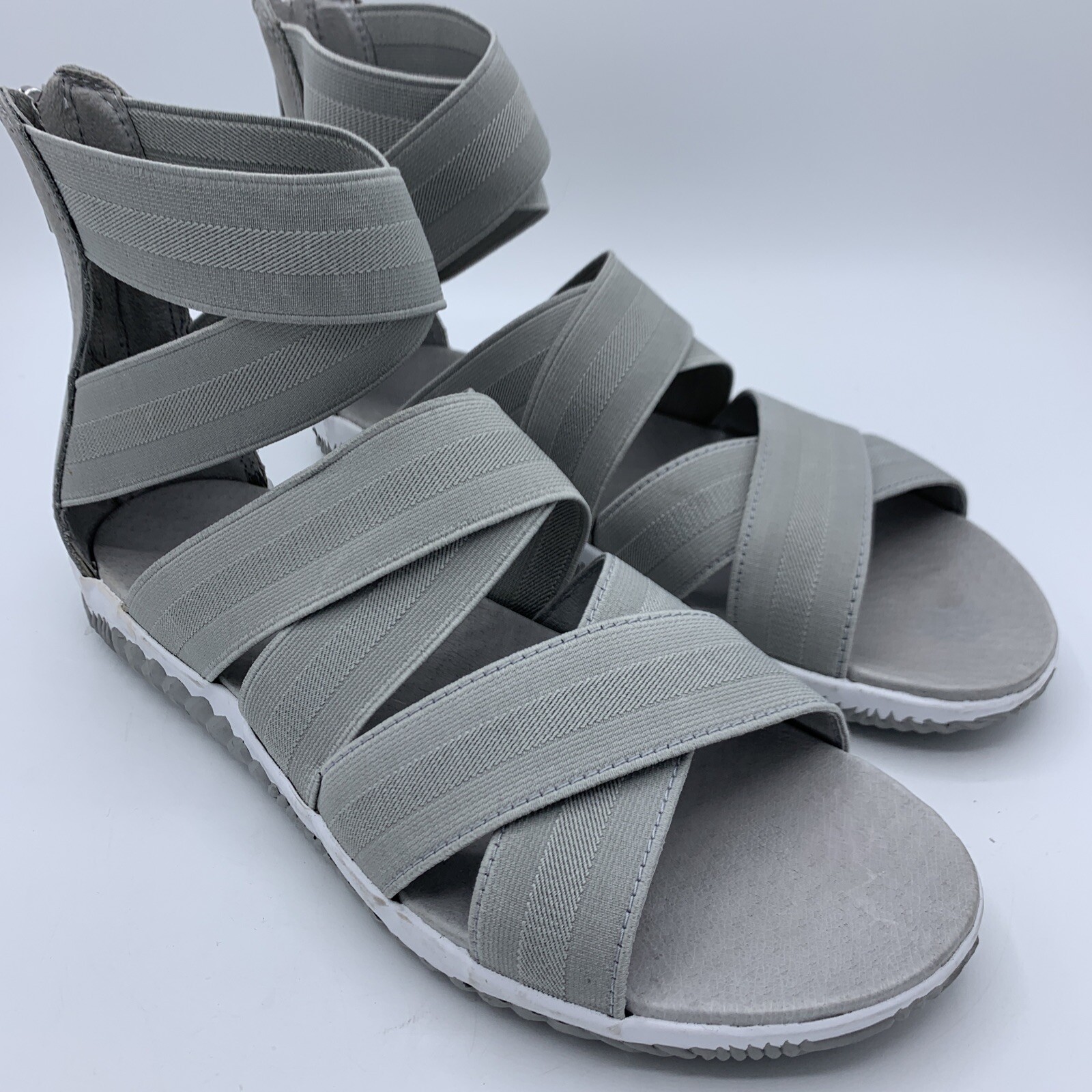 Sorel Women's Gray Gladiator Sandals with Stretch Strap Size 9