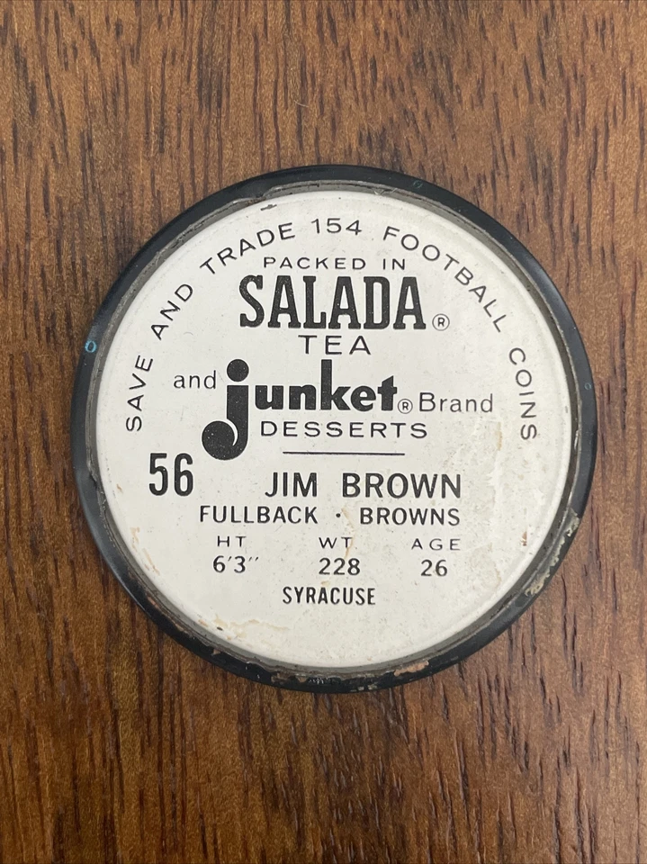 Moneda de fútbol americano de colección 1962 Salada NFL #56 Jim Brown Cleveland Browns Foto 3 de 3