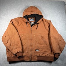 Walls Workwear Hooded Duck Jacket Men's 2XL Brown Fleece Lined Heavy Duty Coat
