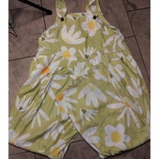 Floral Daisy Print Midi Dress Sage Green Square Neck Sleeveless Pocketed Large
