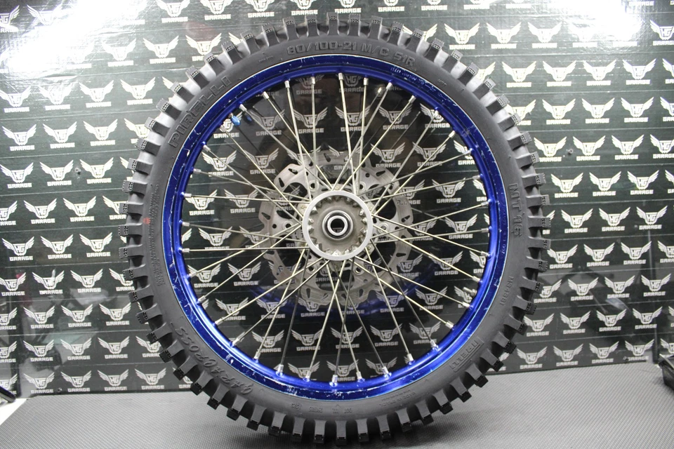 Yamaha 20-22 WR250F 2020 18-22 YZ250FX fabricante de equipos originales buje de llanta delantera azul neumático nuevo Foto 3 de 4